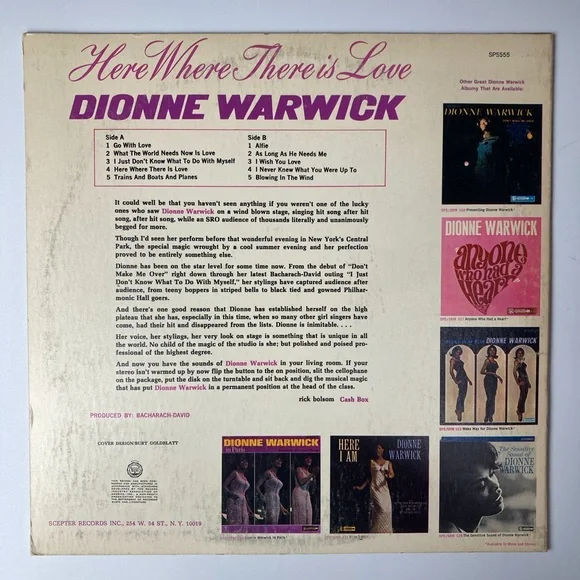Dionne Warwick Here Where There Is Love Vintage Vinyl Record Album - Picture 2 of 4